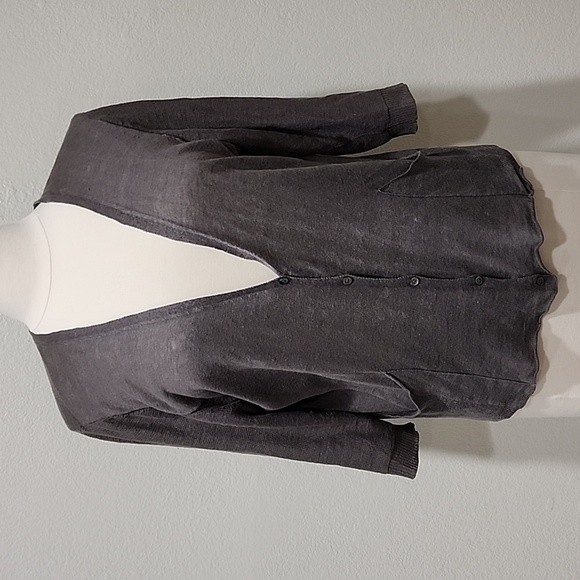 Eileen Fisher Sweaters - Eileen Fisher 100% Linen Button Front Patch Pocket 3/4 Sleeve Cardigan s…
